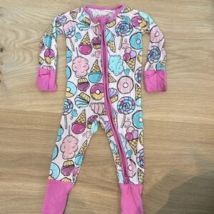 Little sleepies 3-6 month ice cream donuts cupcakes zippered pajamas